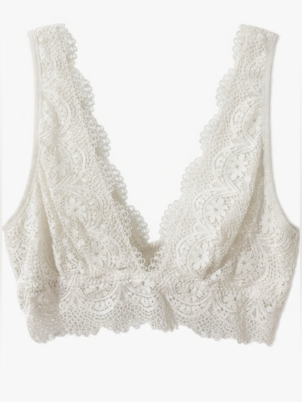Victoria’s Secret Lacey Partially Lined Triangle Bralette Sheer Details Pullover